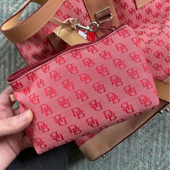 Dooney & Bourke Vintage Pink/Red Monogrammed Medium Shopper Purse Tote NWT - Picture 9 of 10